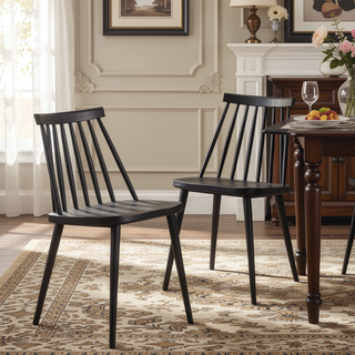 Sunvega Farmhouse Spindle Back Dining Chairs Set of 2 in Sturdy Polypropylene