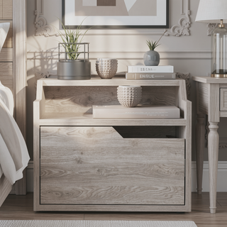 Sunvega Floating Nightstand with Dual-Tier Surface and Spacious Drawer for Bedroom
