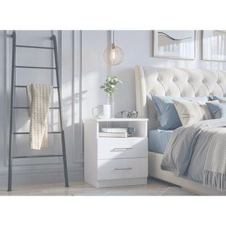 Sunvega Nightstand with Two Drawers and Shelf for Bedroom or Living Room