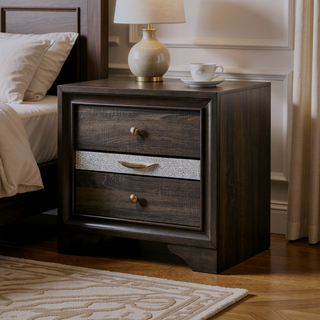 Sunvega Gray Nightstand with Textured Surface and Jewelry Drawer for Bedroom