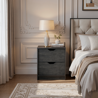 Sunvega Smokey Oak 5 Narrow Drawer Dresser with Pull-Out Mechanism and Spacious Storage