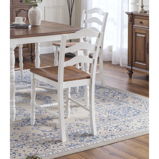 Sunvega Contemporary White and Oak Square Dining Table with 4 Ladder Back Chairs