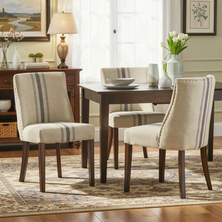 Sunvega Contemporary Upholstered Dining Chairs with Nailhead Accents and Rubberwood Legs