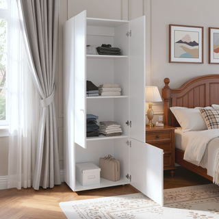 Sunvega Three-Door Freestanding Closet System with Hanging Rod and Shelves