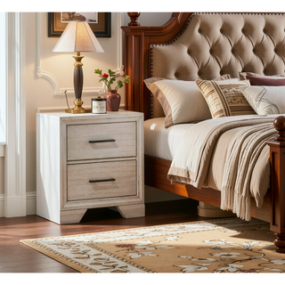 Sunvega Two Drawer Nightstand with Contemporary Style and Dark Wood Finish