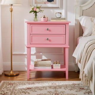Sunvega Elegant Contemporary Nightstand with Open Shelf for Compact Storage