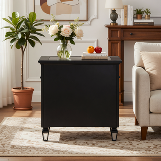 Sunvega Glam Luxury Bedroom Nightstand with Mirrored Finish and 2 Drawers
