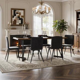 Sunvega Light Brown Solid Mango Wood Modern Industrial Dining Table for 6