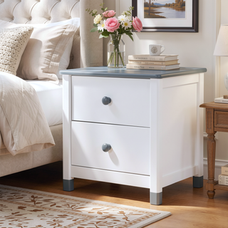 Sunvega Kids Wooden Nightstand with Two Drawers for Bedroom End Table