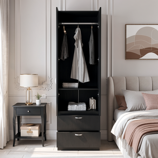 Sunvega 76 Inch High Armoire Wardrobe Closet with Double Doors and 2 Drawers