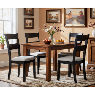 Sunvega Weathered Gray Finish Wood Grain 6pc Dining Set with Padded Seats
