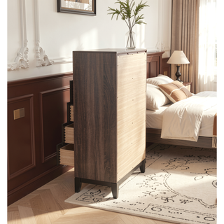 Sunvega Rustic Grey Oak Modern Nightstand with 2 Drawers Bedroom Furniture
