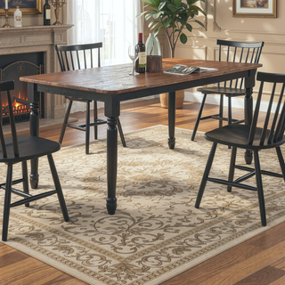 Sunvega Traditional Cottage Modern Farmhouse Rectangular Dining Table with Walnut Top