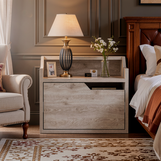 Sunvega Floating Nightstand with Single Drawer and Sleek Two-Tiered Shelf Surfaces for Bedroom