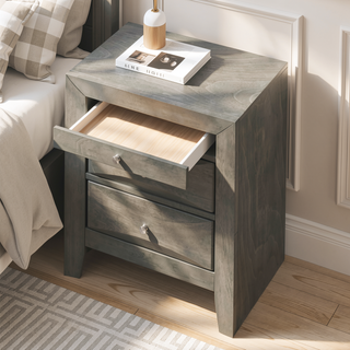 Sunvega Chic Gray Storage Nightstand with Three Spacious Drawers