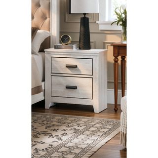Sunvega Contemporary Brown Mix Finish Nightstand with Two Storage Drawers and Black Metal Pull