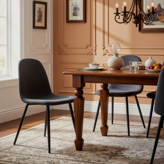 Sunvega Modern Velvet Upholstered Dining Chairs Set of 4 with Black Metal Legs