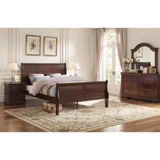 Sunvega Solid Wood Louis Philip Style Nightstand with Two Soft Close Drawers