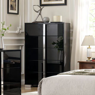 Sunvega Contemporary White Bedroom Chest with Chrome Legs and UV Finish
