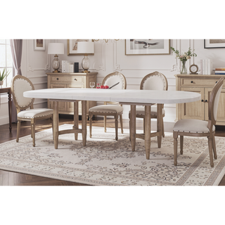 Sunvega Double Pedestal Dining Table with 20 Inch Leaf for Casual Dining
