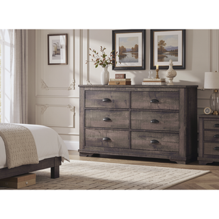Sunvega Contemporary Gray Wooden Nightstand with Two Drawers and Metal Hardware