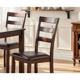 Sunvega Contemporary Espresso Finish Dining Set with Cushioned Ladder Back Chairs and Bench
