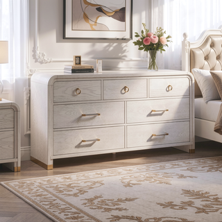 Sunvega Fluted Gold Metal Nightstand with Spacious Drawer and Rounded Sides