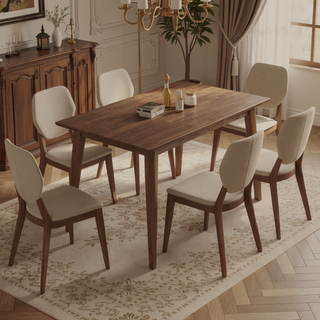 Sunvega Modern Solid Wood Rectangular Dining Kitchen Table 47 Inch Water-Resistant