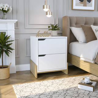 Sunvega Luss Nightstand with Two Spacious Drawers and Sleek Modern Design