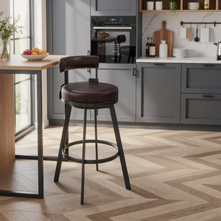 Sunvega Brown Faux Leather Swivel Bar Stool with 360 Degree Rotation