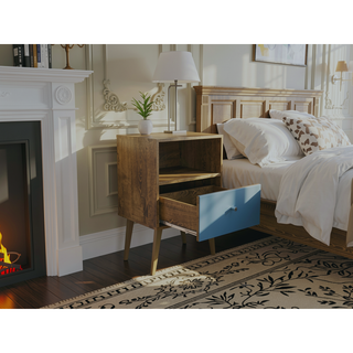 Sunvega Modern Nightstand with Drawer and Cubby for Bedroom or Living Room