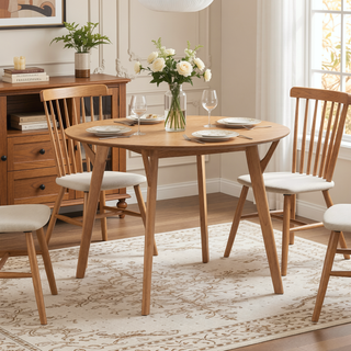 Sunvega 42 Inch Saving Place Dining Table with Wood Veneer Top for Kitchen Living Room