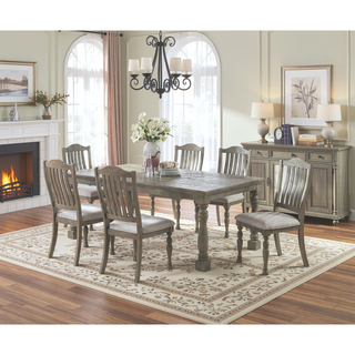 Sunvega Light Grey Acacia Veneer Round Dining Table with Open Shelf