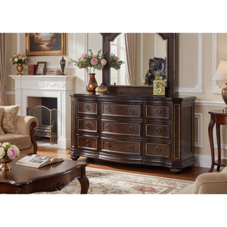 Sunvega Cherry Nightstand with Carved Bun Feet and Velvet Lined Drawer