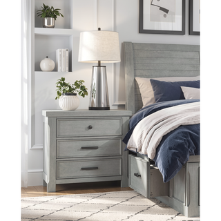 Sunvega Light Gray Finish Nightstand with 3 Dovetail Drawers for Bedroom Storage