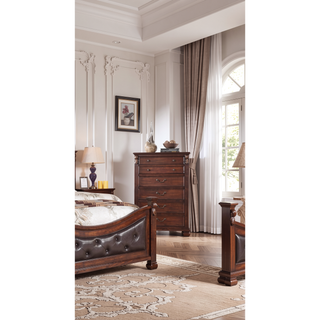 Sunvega Dark Cherry Traditional Style 5-Drawer Chest for Bedroom Storage Furniture