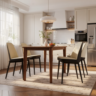 Sunvega Modern PU Leather Dining Chairs with Thick Soft Cushions and Black Metal Legs