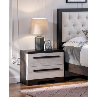 Sunvega Contemporary Two Drawer Nightstand with Brown Gray Rustic Finish