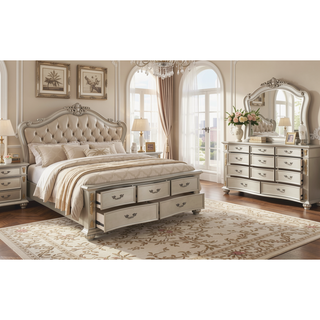 Sunvega Cherry Nightstand with Three Easy Glide Drawers and Velvet Lining