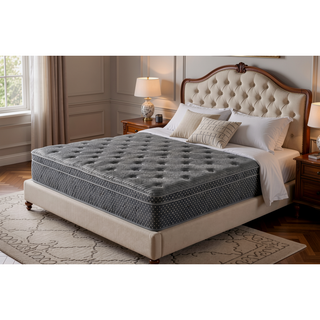 Sunvega 13" Quilted Eurotop Hybrid Queen Plush Mattress with Cooling Wicking Fabric Cover