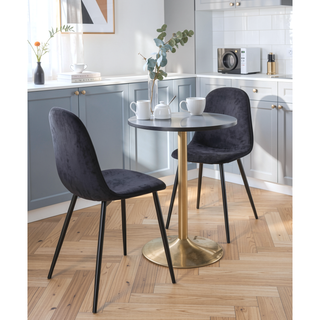 Sunvega Adjustable Dining or Bar Table in Gold Metal and Black Wood Top