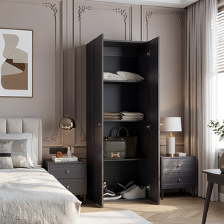 Sunvega Two-Door Compact Wardrobe with Fixed Shelves for Bedroom Storage