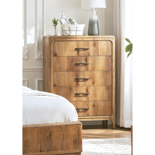 Sunvega Natural Wood Finish Contemporary Nightstand with Three Drawers and Metal Hand Pull