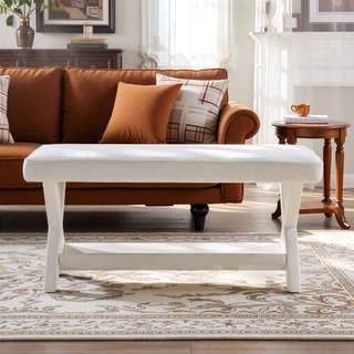 Sunvega Mid-Century Modern Velvet Upholstered Accent Bench with X-Crossed Legs