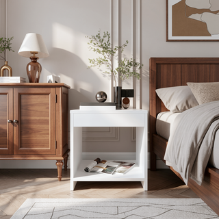 Sunvega Compact Modern Night Table with Spacious Shelf for Bedroom