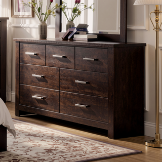 Sunvega Mahogany Finish Dresser with Seven Spacious Drawers and Felt-Lined Top