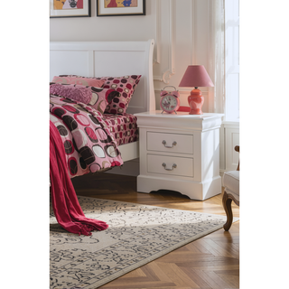 Sunvega Modern Nightstand with Two Spacious Drawers and Brushed Nickel Handles