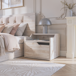 Sunvega Dark Brown Floating Nightstand with Versatile Dual-Shelf Display Design