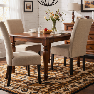Sunvega Upholstered Dining Chair Set of 2 with T-Stitch Design and Wood Legs