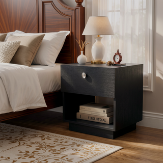 Sunvega Nightstand with Storage Shelf and Drawer for Bedroom Organization
